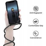 Wholesale Crossbody Lanyard Neck Strap Adjustable Necklace Pro Silicone Case Bag for iPhone 12 / 12 Pro 6.1 (Black)